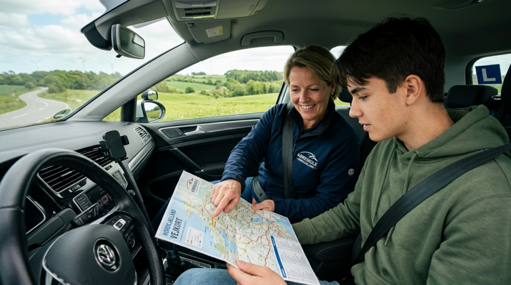 Professional stock photo of a contemporary driving school in